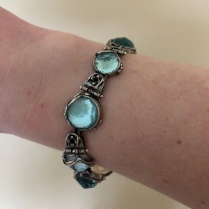Silpada Sterling Club RARE Bracelet Aqua Blue Glass